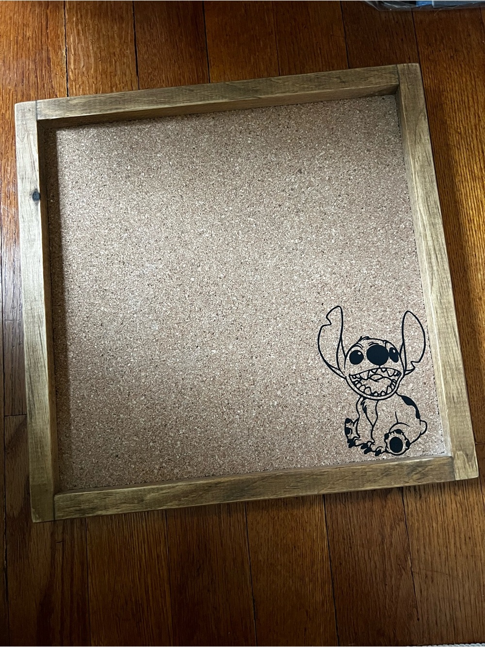Stitch Cork Bulletin Board with Wooden Frame - Natural/Brown